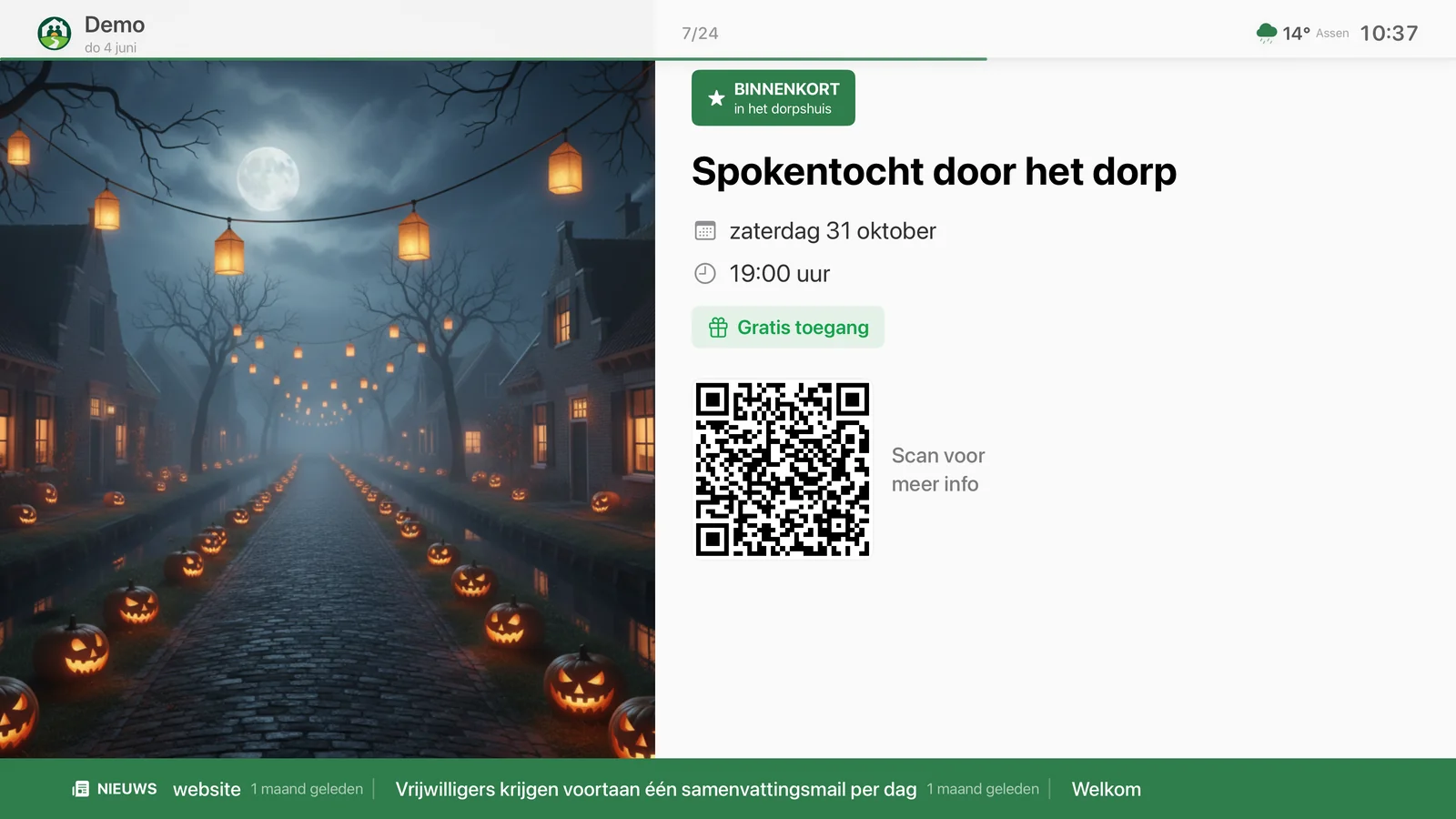 Narrowcasting-scherm in de hal: Binnenkort